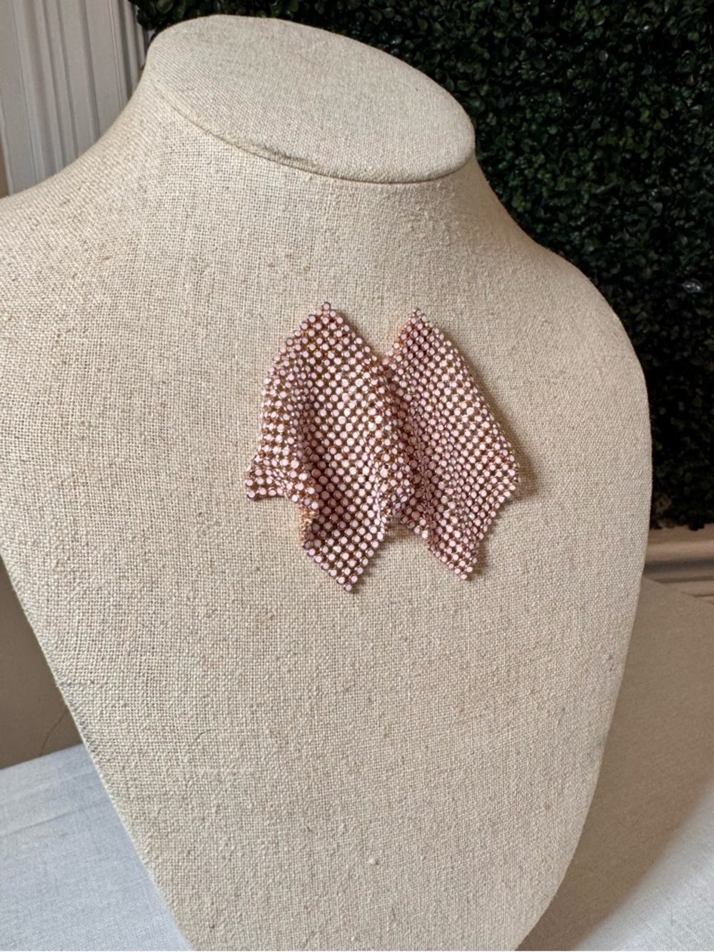 Stella & Dot Mesh Draped Statement Earrings - Rose Gold